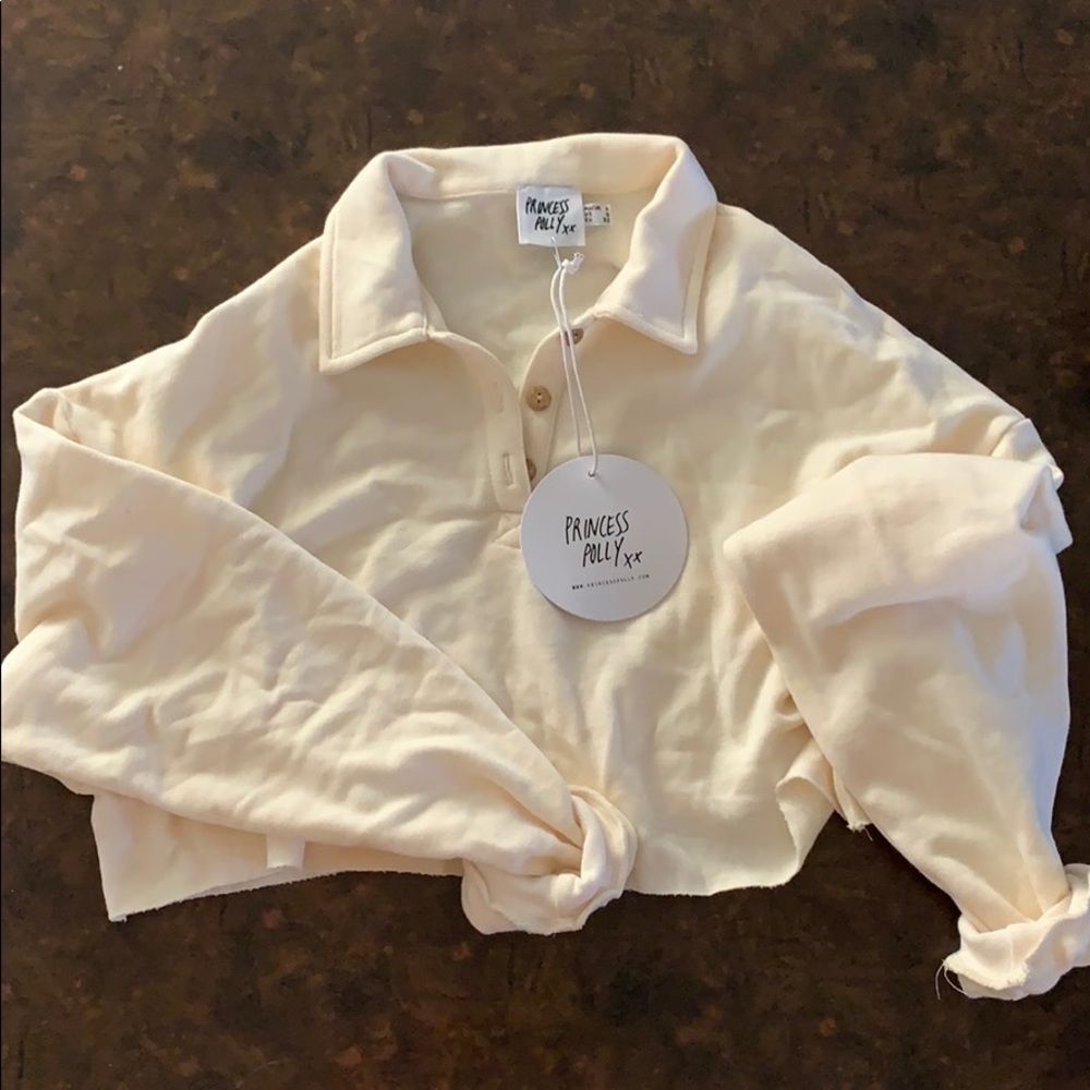 NWT princess Polly yellow collard cropped sweater